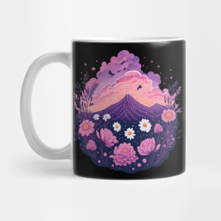 Aesthetic Mountain and Flowers Mug